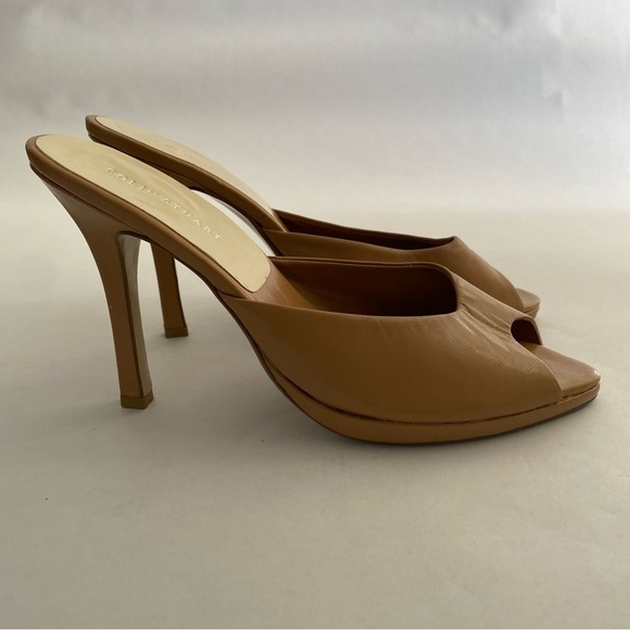 Colin Stuart Leather Peep Toe Mules 8.5 - Picture 4 of 12